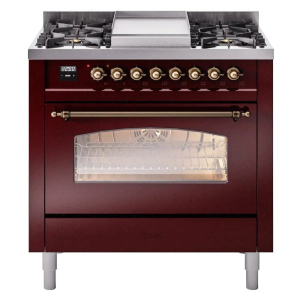 ILVE 36" Nostalgie II Series Freestanding Single Oven Dual Fuel Range with 6 burners + Fry Top - UP36FNMP - Image 9