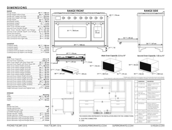 ILVE 40 Inch Majestic II Series Natural Gas/ Propane Gas Burner and Electric Oven with 6 Sealed Burners (UMD10FDNS3) - Image 39