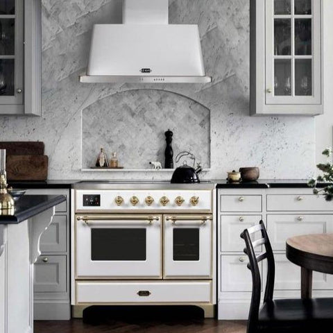 ILVE 40" Majestic Wall Mount Range Hood with 850 CFM Blower Anti-grease Filter 2 Warming Lights Filter Light Indicator Auto-off Function and 4 Fan Speeds