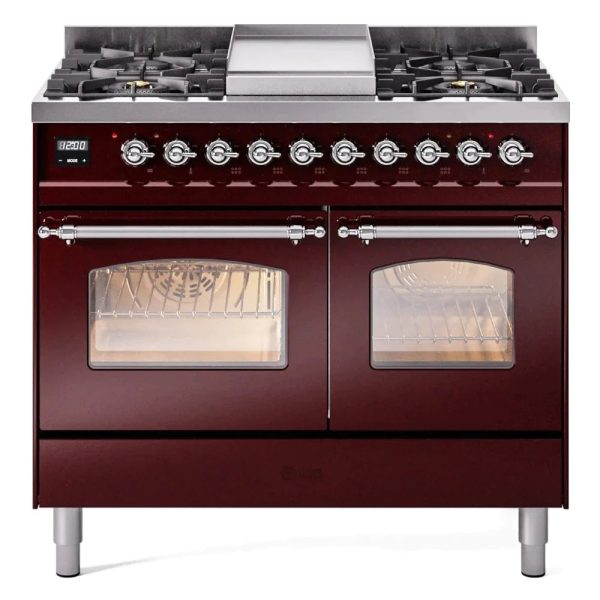 ILVE 40" Nostalgie II Series Freestanding Double Oven Dual Fuel Range with 6 Sealed Burners and Griddle - UPD40FNMP - Image 10