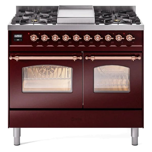 ILVE 40" Nostalgie II Series Freestanding Double Oven Dual Fuel Range with 6 Sealed Burners and Griddle - UPD40FNMP - Image 12
