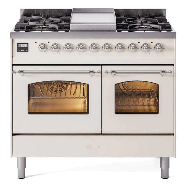 ILVE 40" Nostalgie II Series Freestanding Double Oven Dual Fuel Range with 6 Sealed Burners and Griddle - UPD40FNMP - Image 2