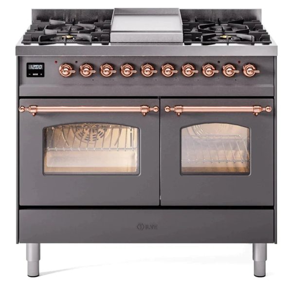 ILVE 40" Nostalgie II Series Freestanding Double Oven Dual Fuel Range with 6 Sealed Burners and Griddle - UPD40FNMP - Image 24