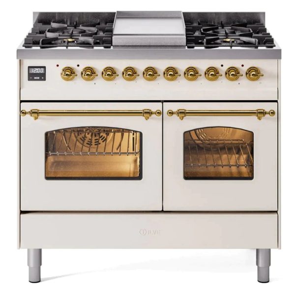ILVE 40" Nostalgie II Series Freestanding Double Oven Dual Fuel Range with 6 Sealed Burners and Griddle - UPD40FNMP - Image 3