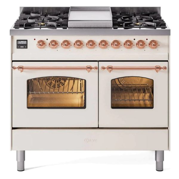 ILVE 40" Nostalgie II Series Freestanding Double Oven Dual Fuel Range with 6 Sealed Burners and Griddle - UPD40FNMP - Image 4