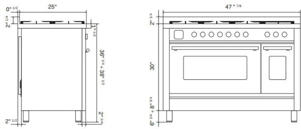 ILVE 48-Inch Professional Plus II Freestanding Dual Fuel Range with 8 Sealed Burner - UP48FWMP - Image 19