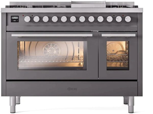 ILVE 48-Inch Professional Plus II Freestanding Dual Fuel Range with 8 Sealed Burner - UP48FWMP - Image 3