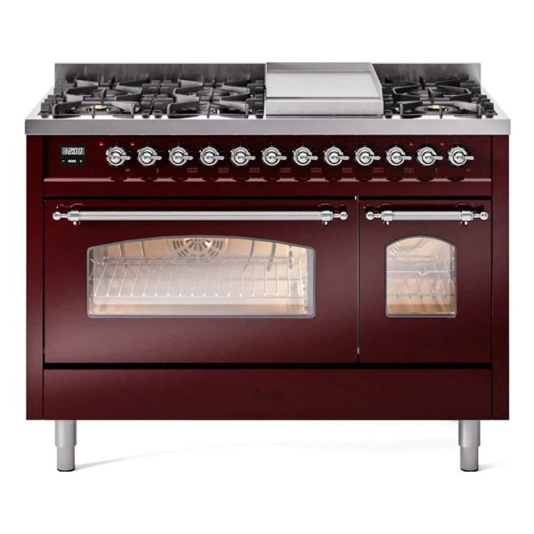 ILVE 48" Nostalgie II Series Freestanding Double Oven Dual Fuel Range with 8 Sealed Burners and Griddle - UP48FNMP - Image 10