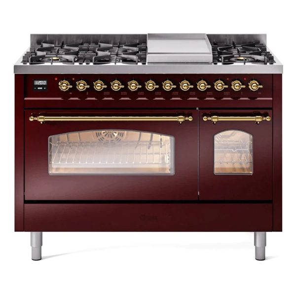 ILVE 48" Nostalgie II Series Freestanding Double Oven Dual Fuel Range with 8 Sealed Burners and Griddle - UP48FNMP - Image 11