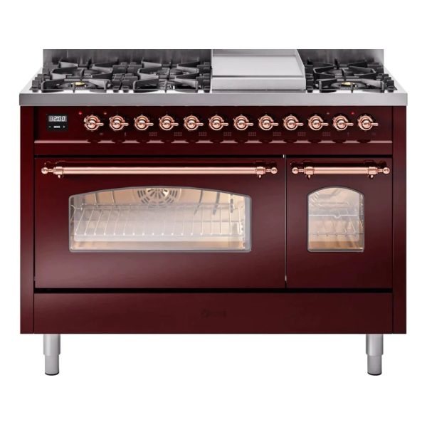 ILVE 48" Nostalgie II Series Freestanding Double Oven Dual Fuel Range with 8 Sealed Burners and Griddle - UP48FNMP - Image 12