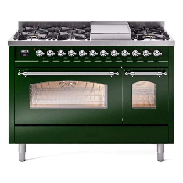 ILVE 48" Nostalgie II Series Freestanding Double Oven Dual Fuel Range with 8 Sealed Burners and Griddle - UP48FNMP - Image 14
