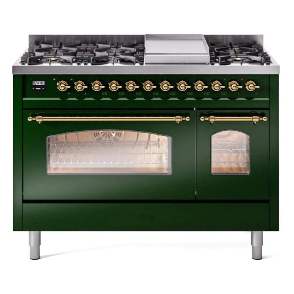 ILVE 48" Nostalgie II Series Freestanding Double Oven Dual Fuel Range with 8 Sealed Burners and Griddle - UP48FNMP - Image 15