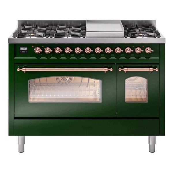 ILVE 48" Nostalgie II Series Freestanding Double Oven Dual Fuel Range with 8 Sealed Burners and Griddle - UP48FNMP - Image 16
