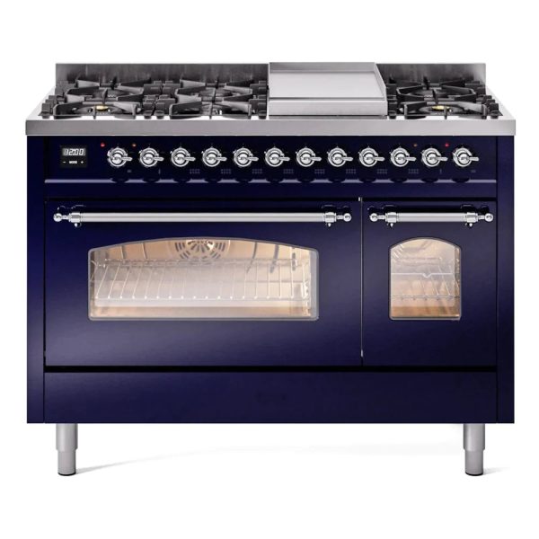 ILVE 48" Nostalgie II Series Freestanding Double Oven Dual Fuel Range with 8 Sealed Burners and Griddle - UP48FNMP - Image 18