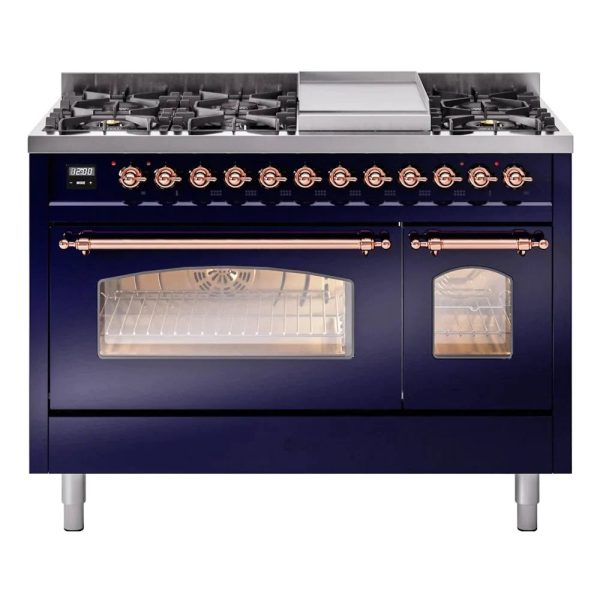 ILVE 48" Nostalgie II Series Freestanding Double Oven Dual Fuel Range with 8 Sealed Burners and Griddle - UP48FNMP - Image 20