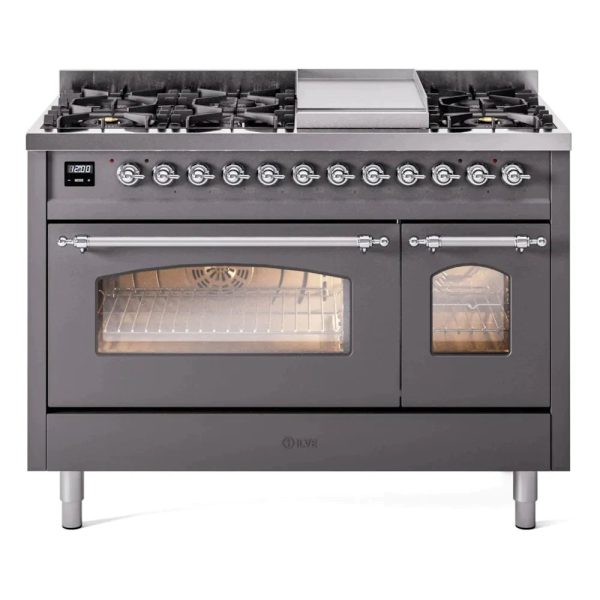 ILVE 48" Nostalgie II Series Freestanding Double Oven Dual Fuel Range with 8 Sealed Burners and Griddle - UP48FNMP - Image 22