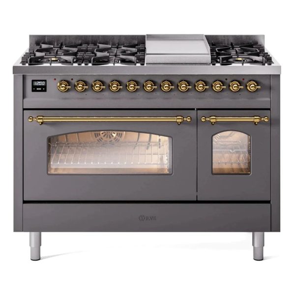 ILVE 48" Nostalgie II Series Freestanding Double Oven Dual Fuel Range with 8 Sealed Burners and Griddle - UP48FNMP - Image 23