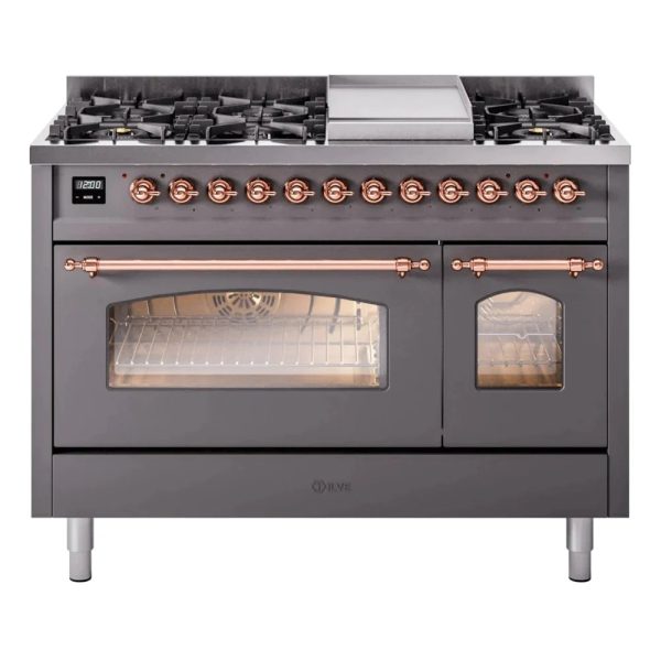 ILVE 48" Nostalgie II Series Freestanding Double Oven Dual Fuel Range with 8 Sealed Burners and Griddle - UP48FNMP - Image 24