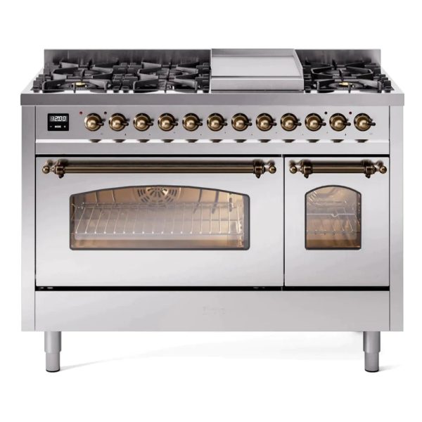 ILVE 48" Nostalgie II Series Freestanding Double Oven Dual Fuel Range with 8 Sealed Burners and Griddle - UP48FNMP - Image 25