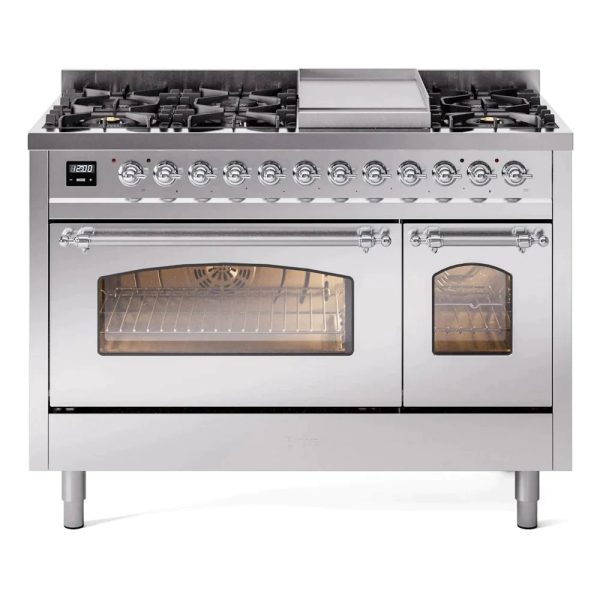 ILVE 48" Nostalgie II Series Freestanding Double Oven Dual Fuel Range with 8 Sealed Burners and Griddle - UP48FNMP - Image 26