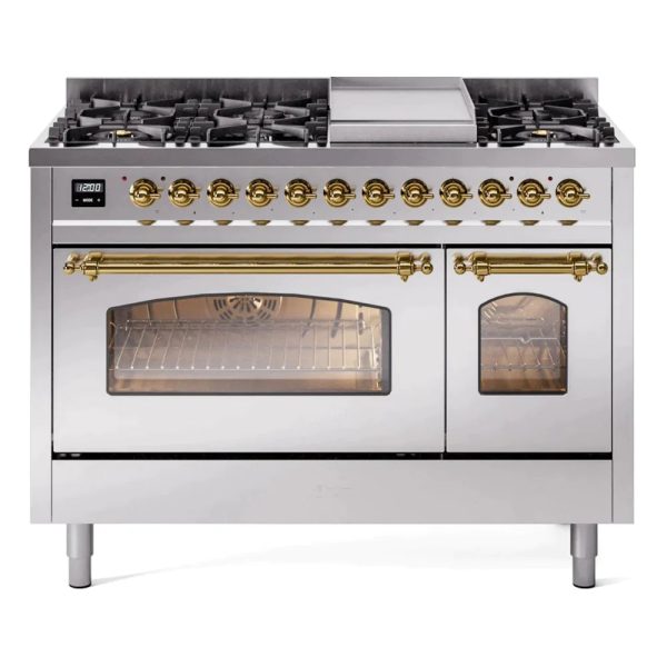 ILVE 48" Nostalgie II Series Freestanding Double Oven Dual Fuel Range with 8 Sealed Burners and Griddle - UP48FNMP - Image 27