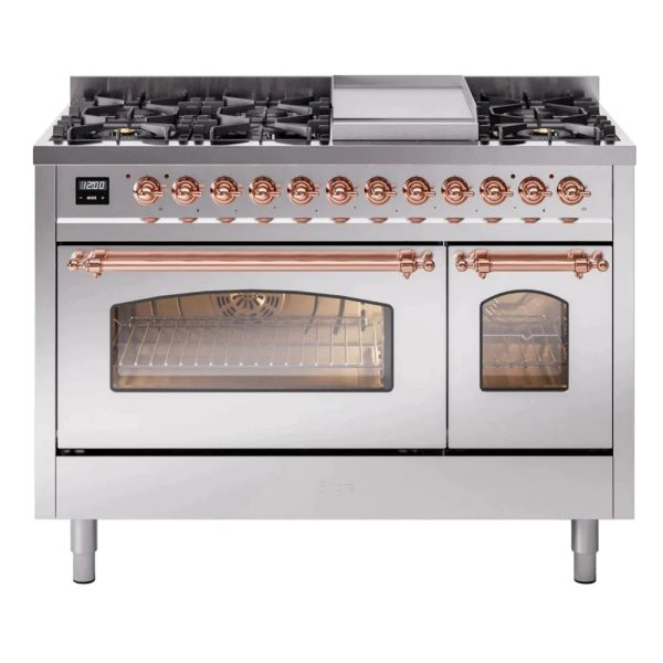 ILVE 48" Nostalgie II Series Freestanding Double Oven Dual Fuel Range with 8 Sealed Burners and Griddle - UP48FNMP - Image 28