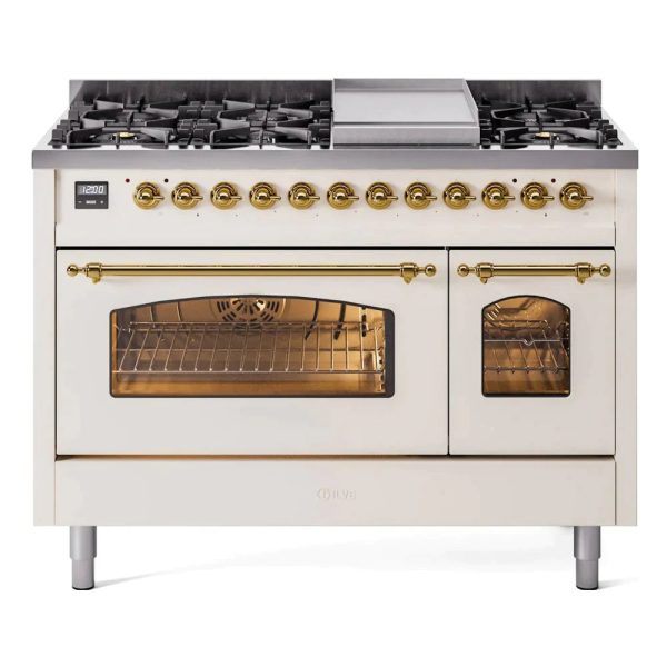 ILVE 48" Nostalgie II Series Freestanding Double Oven Dual Fuel Range with 8 Sealed Burners and Griddle - UP48FNMP - Image 3
