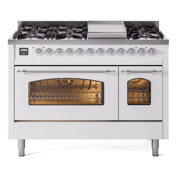 ILVE 48" Nostalgie II Series Freestanding Double Oven Dual Fuel Range with 8 Sealed Burners and Griddle - UP48FNMP - Image 30