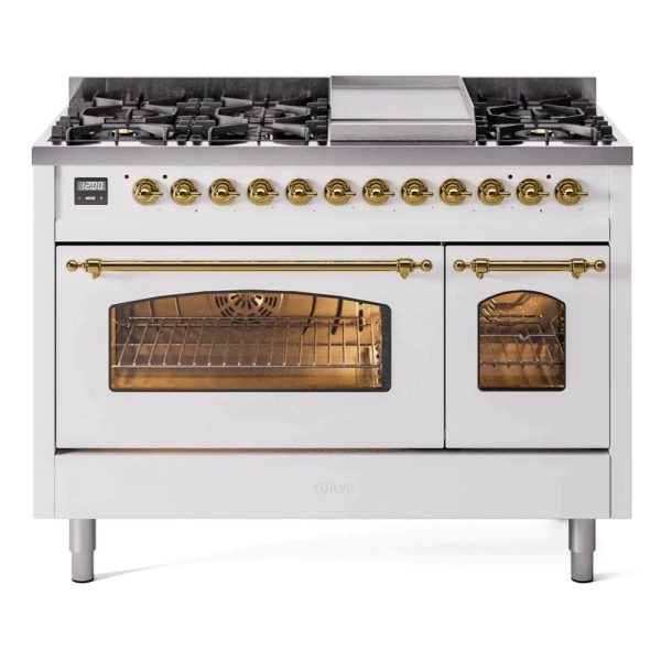 ILVE 48" Nostalgie II Series Freestanding Double Oven Dual Fuel Range with 8 Sealed Burners and Griddle - UP48FNMP - Image 31