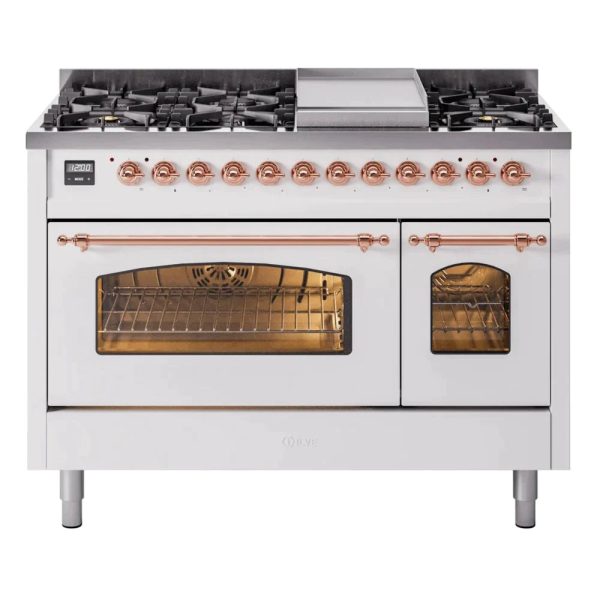 ILVE 48" Nostalgie II Series Freestanding Double Oven Dual Fuel Range with 8 Sealed Burners and Griddle - UP48FNMP - Image 32