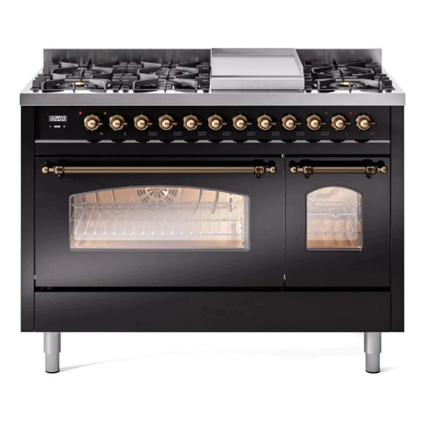 ILVE 48" Nostalgie II Series Freestanding Double Oven Dual Fuel Range with 8 Sealed Burners and Griddle - UP48FNMP - Image 5