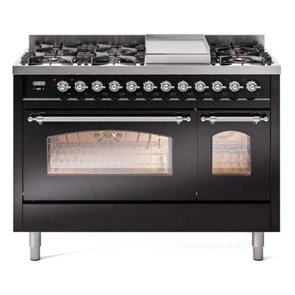 ILVE 48" Nostalgie II Series Freestanding Double Oven Dual Fuel Range with 8 Sealed Burners and Griddle - UP48FNMP - Image 6