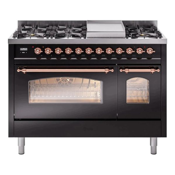 ILVE 48" Nostalgie II Series Freestanding Double Oven Dual Fuel Range with 8 Sealed Burners and Griddle - UP48FNMP - Image 8