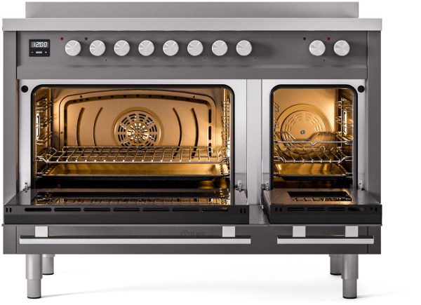 ILVE 48" Professional Plus II Series Freestanding Electric Double Oven Range with 8 Elements, Triple Glass Cool Door, Convection Oven, TFT Oven Control Display and Child Lock - UPI486WMP - Image 29