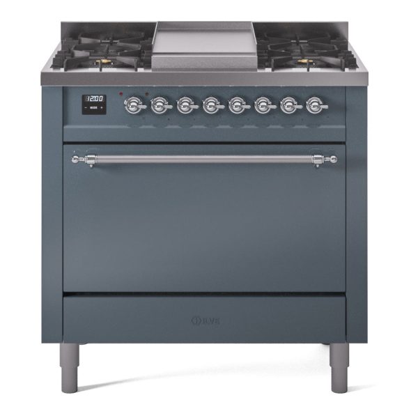 ILVE Nostalgie II 36" Dual Fuel Range with 6 Sealed Burners + Griddle Solid Door - UP36FQNMP - Image 7