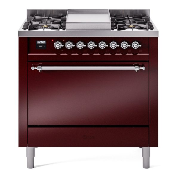 ILVE Nostalgie II 36" Dual Fuel Range with 6 Sealed Burners + Griddle Solid Door - UP36FQNMP - Image 15