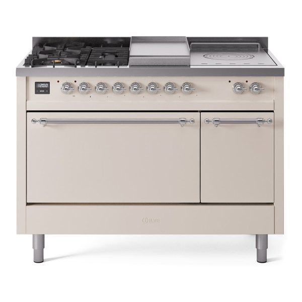 ILVE Nostalgie II 48" Dual Fuel Range with 5 Sealed Burners + Griddle + French Top Solid Door - UP48FSQNMP - Image 3