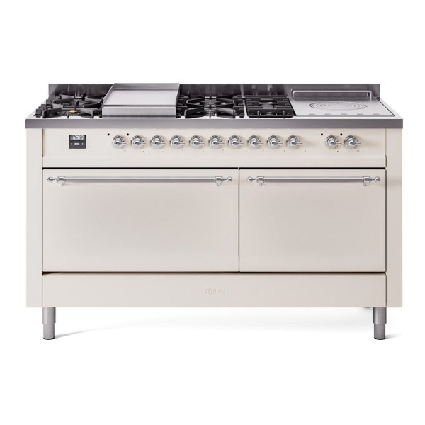 ILVE Nostalgie II 60" Dual Fuel Range with 7 Sealed Burners + Griddle + French Top Solid Door - UP60FSQNMP - Image 3