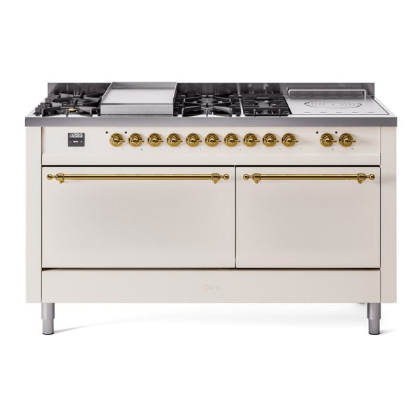 ILVE Nostalgie II 60" Dual Fuel Range with 7 Sealed Burners + Griddle + French Top Solid Door - UP60FSQNMP - Image 4