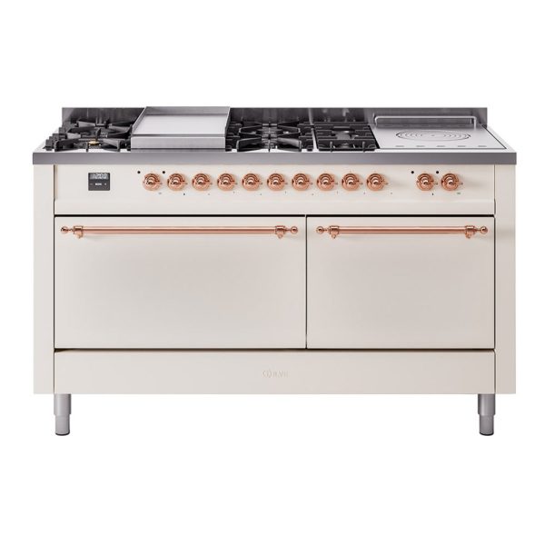 ILVE Nostalgie II 60" Dual Fuel Range with 7 Sealed Burners + Griddle + French Top Solid Door - UP60FSQNMP - Image 5