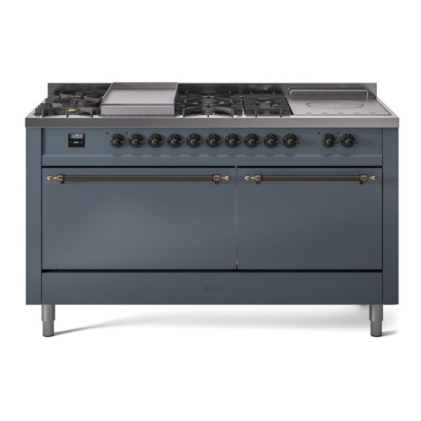 ILVE Nostalgie II 60" Dual Fuel Range with 7 Sealed Burners + Griddle + French Top Solid Door - UP60FSQNMP - Image 6
