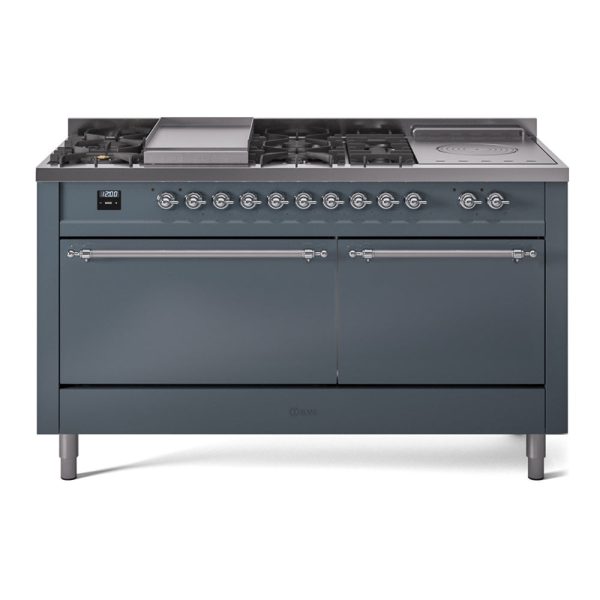 ILVE Nostalgie II 60" Dual Fuel Range with 7 Sealed Burners + Griddle + French Top Solid Door - UP60FSQNMP - Image 7