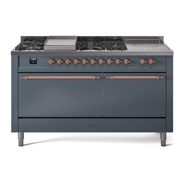 ILVE Nostalgie II 60" Dual Fuel Range with 7 Sealed Burners + Griddle + French Top Solid Door - UP60FSQNMP - Image 9