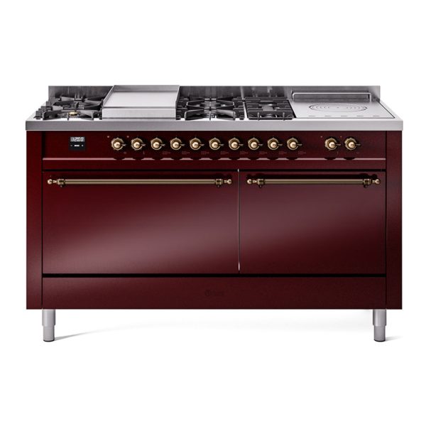 ILVE Nostalgie II 60" Dual Fuel Range with 7 Sealed Burners + Griddle + French Top Solid Door - UP60FSQNMP - Image 10