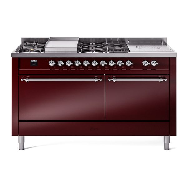 ILVE Nostalgie II 60" Dual Fuel Range with 7 Sealed Burners + Griddle + French Top Solid Door - UP60FSQNMP - Image 11