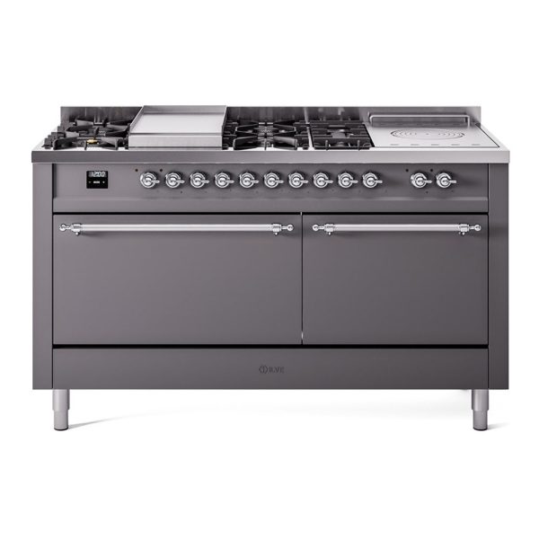ILVE Nostalgie II 60" Dual Fuel Range with 7 Sealed Burners + Griddle + French Top Solid Door - UP60FSQNMP - Image 23