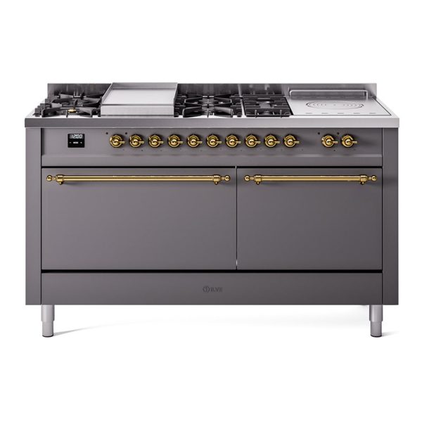 ILVE Nostalgie II 60" Dual Fuel Range with 7 Sealed Burners + Griddle + French Top Solid Door - UP60FSQNMP - Image 24