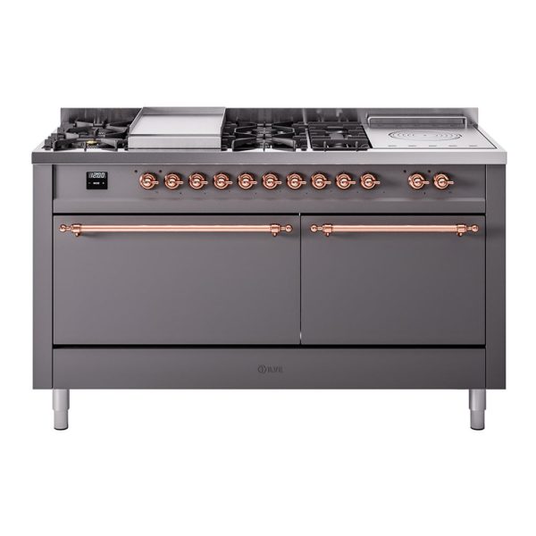 ILVE Nostalgie II 60" Dual Fuel Range with 7 Sealed Burners + Griddle + French Top Solid Door - UP60FSQNMP - Image 25