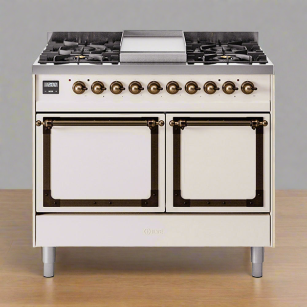ILVE Nostalgie II Noblesse 40?? Dual Fuel Freestanding Range 6 Sealed Burners + Griddle with Solid Door - UND40FQNMP