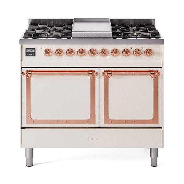 ILVE Nostalgie II Noblesse 40?? Dual Fuel Freestanding Range 6 Sealed Burners + Griddle with Solid Door - UND40FQNMP - Image 5